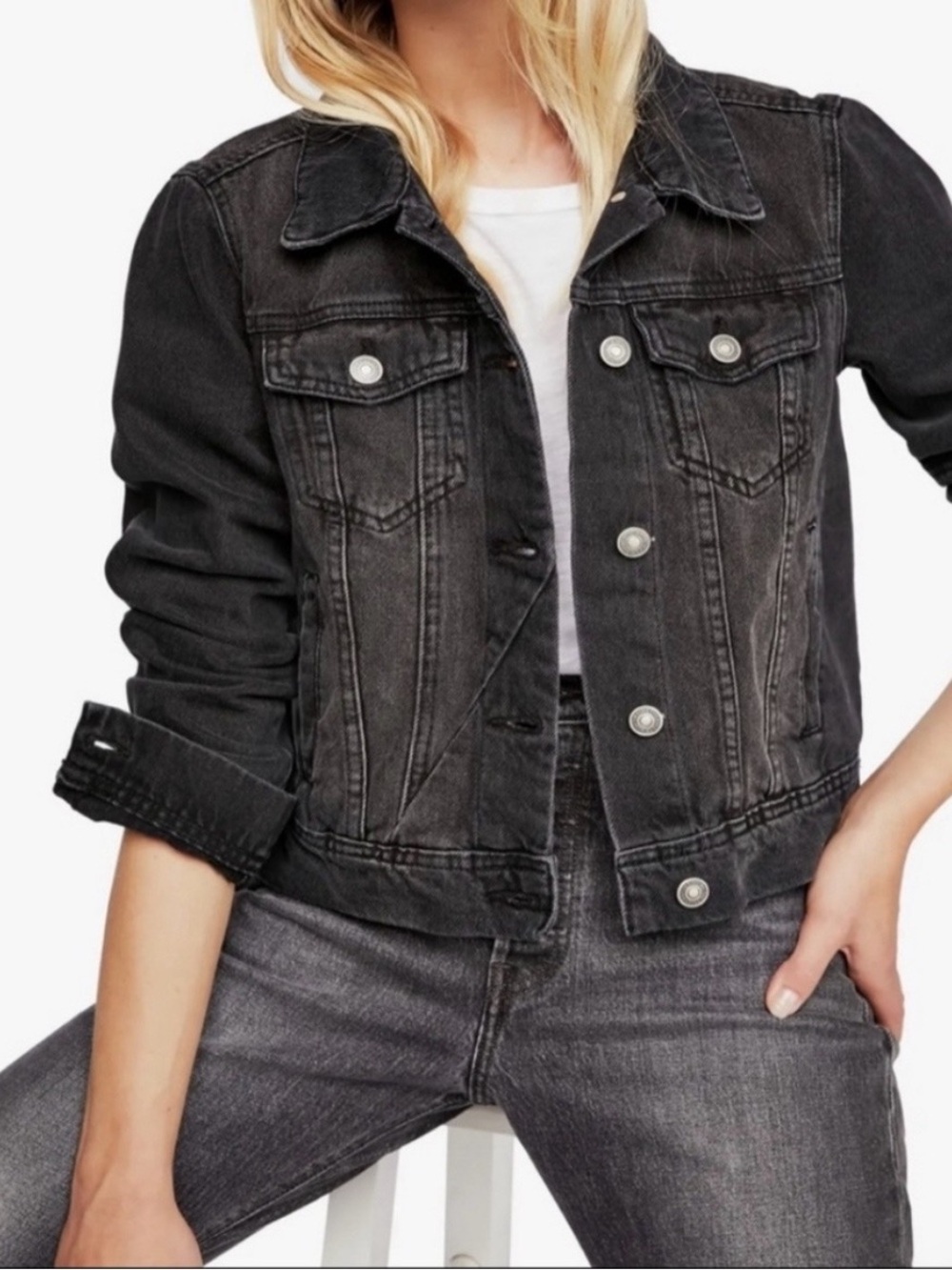 Anthropologie Pilcro Black Distressed Jean Jacket XS New Without Tags